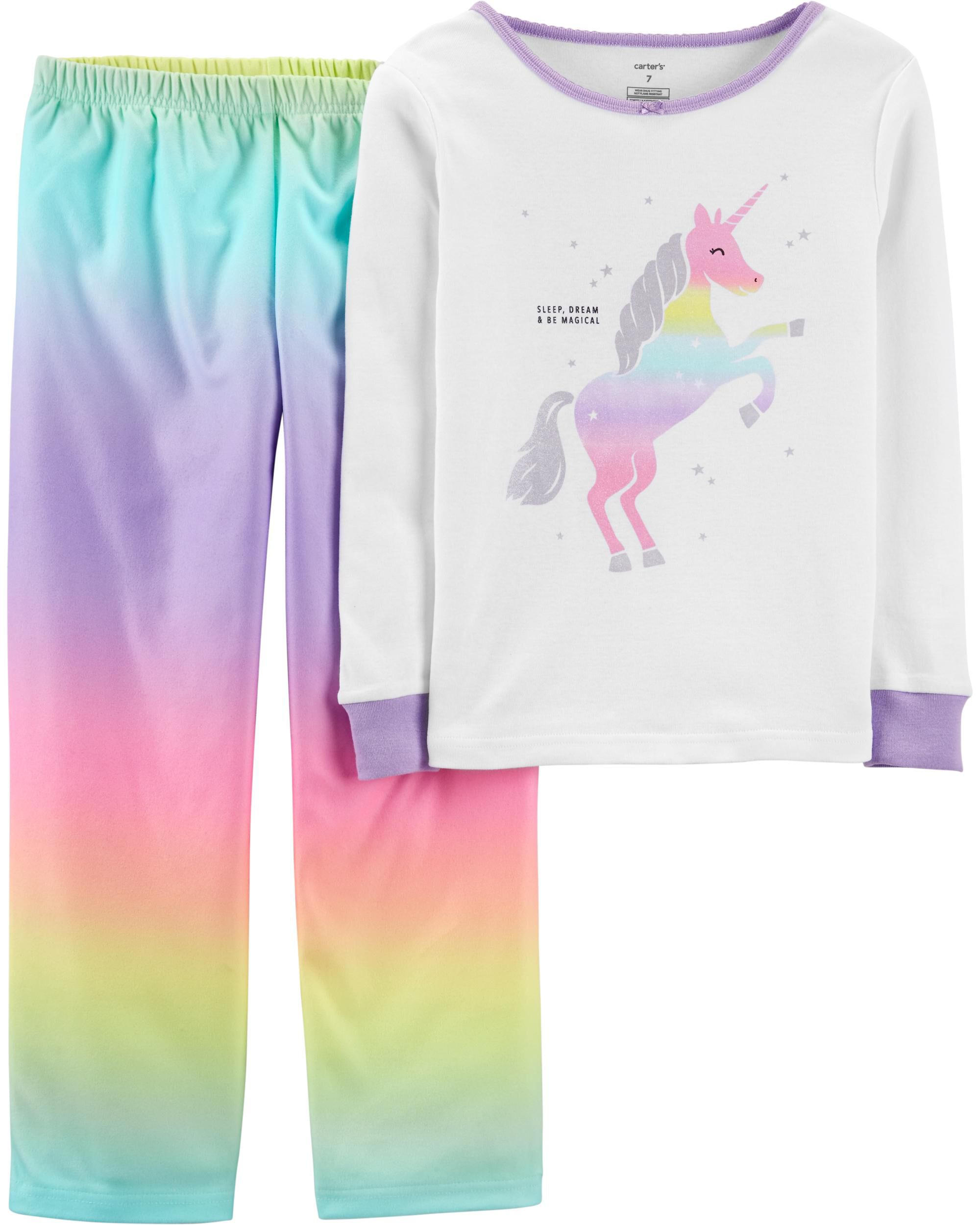 2 Piece Rainbow Unicorn Snug Fit Cotton Fleece Pjs Carter S