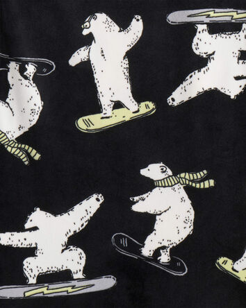 Boys Polar Bear Print DreamPlush Long-Sleeve Snug Fit 2-Piece Pajamas - Black, 