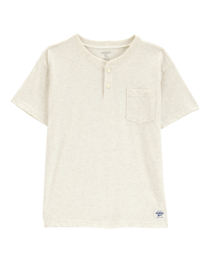 Kid Pocket Henley Tee - Cream, image 1 of 3 slides