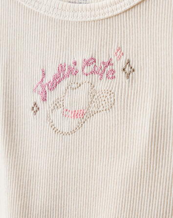 Bébé fille - Haut à manches courtes en coton Cowgirl Hat - Ivoire, 