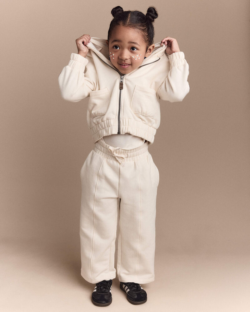 Toddler Girl Zip-Up Hoodie - Cream, image 4 of 7 slides