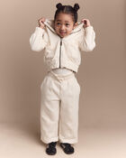 Toddler Girl Zip-Up Hoodie - Cream, image 4 of 7 slides