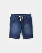 Gar&ccedil;ons - Short &agrave; cordon de serrage en denim - D&eacute;lav&eacute; fonc&eacute;, image 1 sur 3 diapositives