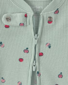B&eacute;b&eacute; fille - Pyjama isotherme ajust&eacute; 1 pi&egrave;ce avec pieds &agrave; motif pomme &ndash; Vert, image 3 sur 5 diapositives