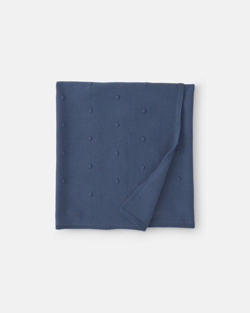 Baby Boy Knit Dot Blanket - Navy, image 1 of 1 slides