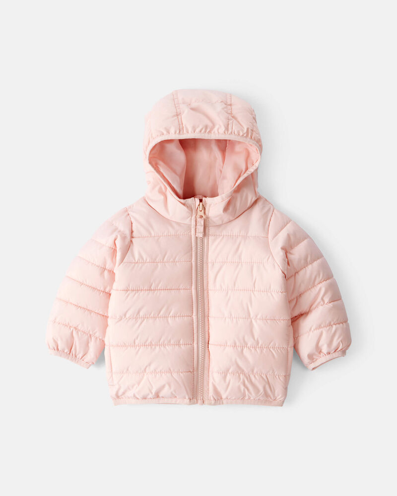 Baby Girl Midweight Packable Puffer - Pink, image 1 of 4 slides