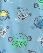 Tout-petit gar&ccedil;on - Pyjama 4 pi&egrave;ces en 100&nbsp;% coton &agrave; motif poisson-globe - Bleu/Vert/Jaune, image 2 sur 3 diapositives