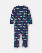 B&eacute;b&eacute; - Pyjama ajust&eacute; 1-pi&egrave;ce en 100 % coton avec pieds &agrave; imprim&eacute; &laquo;Feliz Navidad&raquo; de No&euml;l &ndash; Bleu marine, image 2 sur 4 diapositives