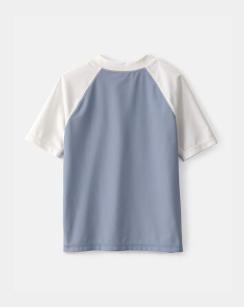 Boys Colorblock Short-Sleve Rashguard - Blue/Ivory, 