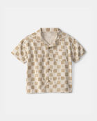 Tout-petit gar&ccedil;on - Chemise boutonn&eacute;e &agrave; manches courtes, motif cactus et carreaux - Beige, image 1 sur 2 diapositives