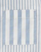 Toddler 2-Piece Striped Button-Front Shirt & Short Set - Blue/Green, image 3 of 4 slides
