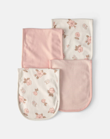Baby Girl 4-Pack Floral Burp Cloths, 