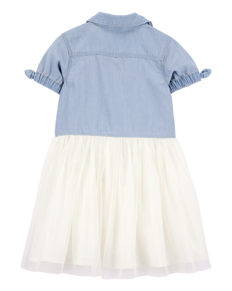 Baby Two-Toned Short-Sleeve Denim Dress, image 2 of 4 slides