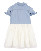 Baby Two-Toned Short-Sleeve Denim Dress, image 2 of 4 slides