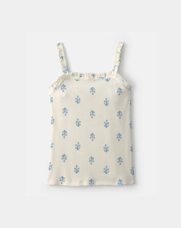 Filles - D&eacute;bardeur &agrave; volants &agrave; motif floral - Ivoire, 