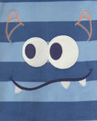 Toddler Boy 2-Piece Monster Striped DreamPlush Snug Fit Pyjama Set - Blue, image 5 of 6 slides