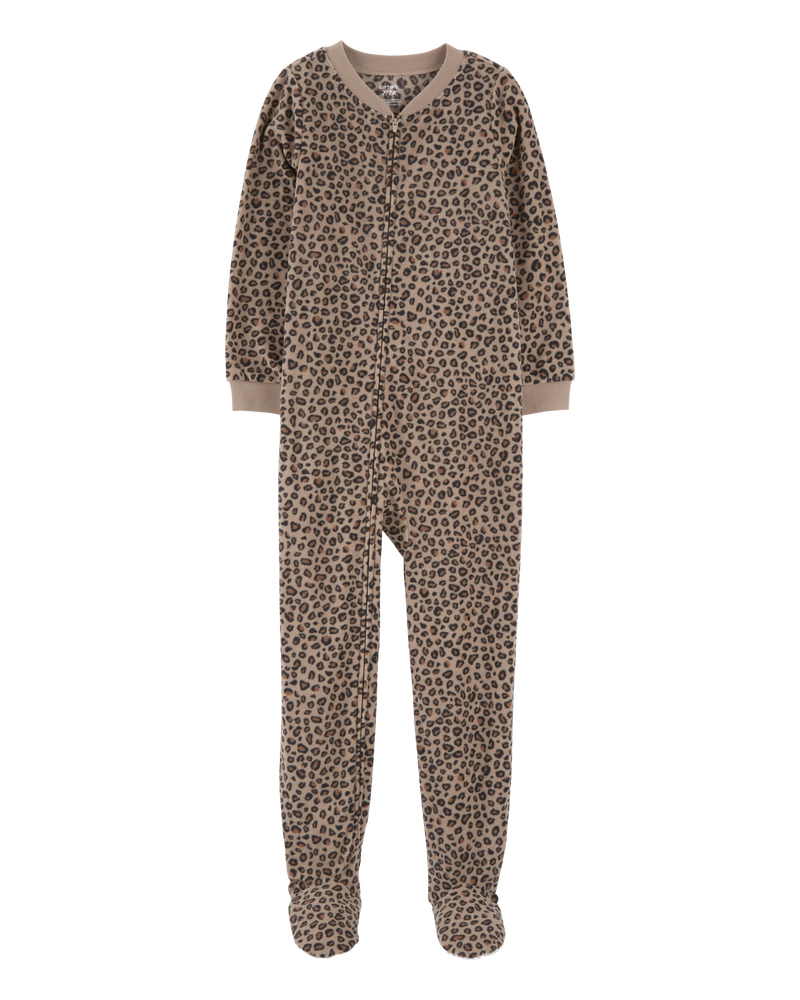 Kids Girls Kid 1 Piece Leopard Fleece Footie Pyjamas 5 Carter s