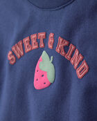 Toddler Girl 2-Piece 'Sweet & Kind' Strawberry Fleece Long-Sleeve Top & Pant Set - Navy Blue, image 3 of 6 slides