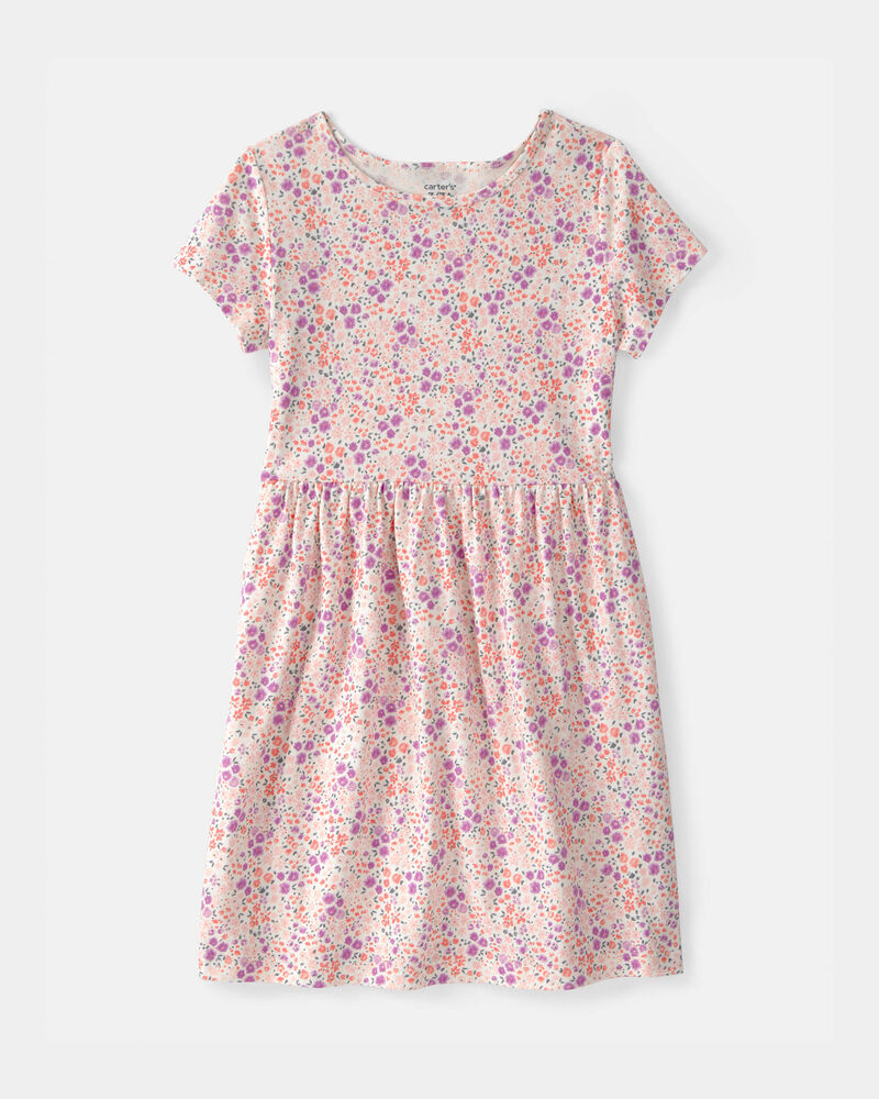 Filles - Robe &agrave; manches courtes, floral - Rose, image 1 sur 3 diapositives
