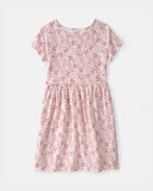 Filles - Robe &agrave; manches courtes, floral - Rose, image 1 sur 3 diapositives