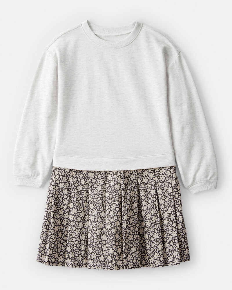 Kid Floral Sweatshirt Dress, image 1 of 4 slides