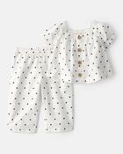 Baby Girl 2-Piece Print Short-Sleeve Tee & Pant Set - White, image 1 of 3 slides