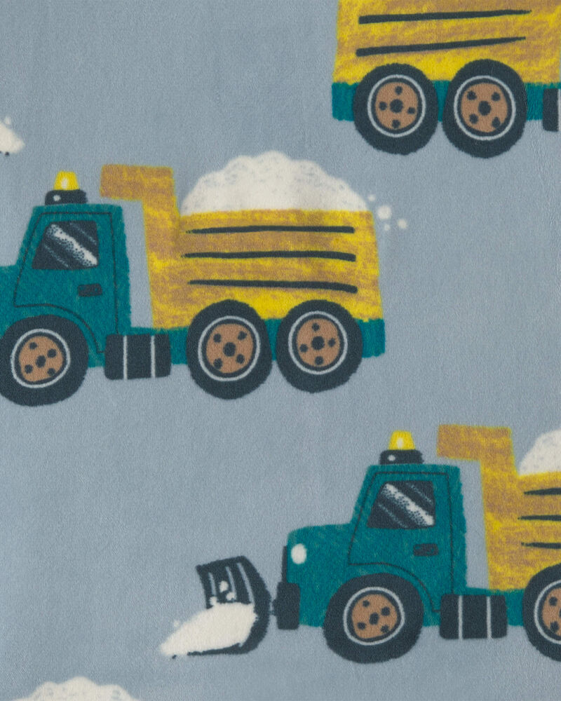 Toddler Boy 1-Piece Snow Trucks DreamPlush Snug Fit Footed Pyjama - Blue, image 3 of 4 slides