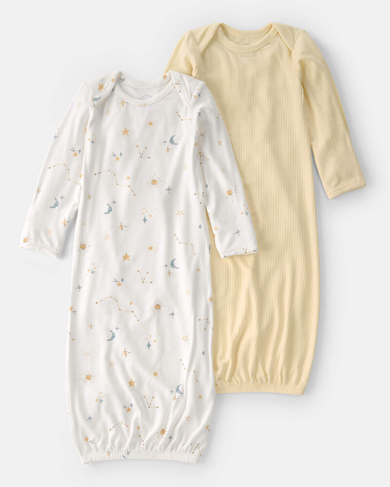 Baby 2-Pack Constellation PurelySoft Sleeper Gowns - Yellow/Ivory, image 1 of 7 slides