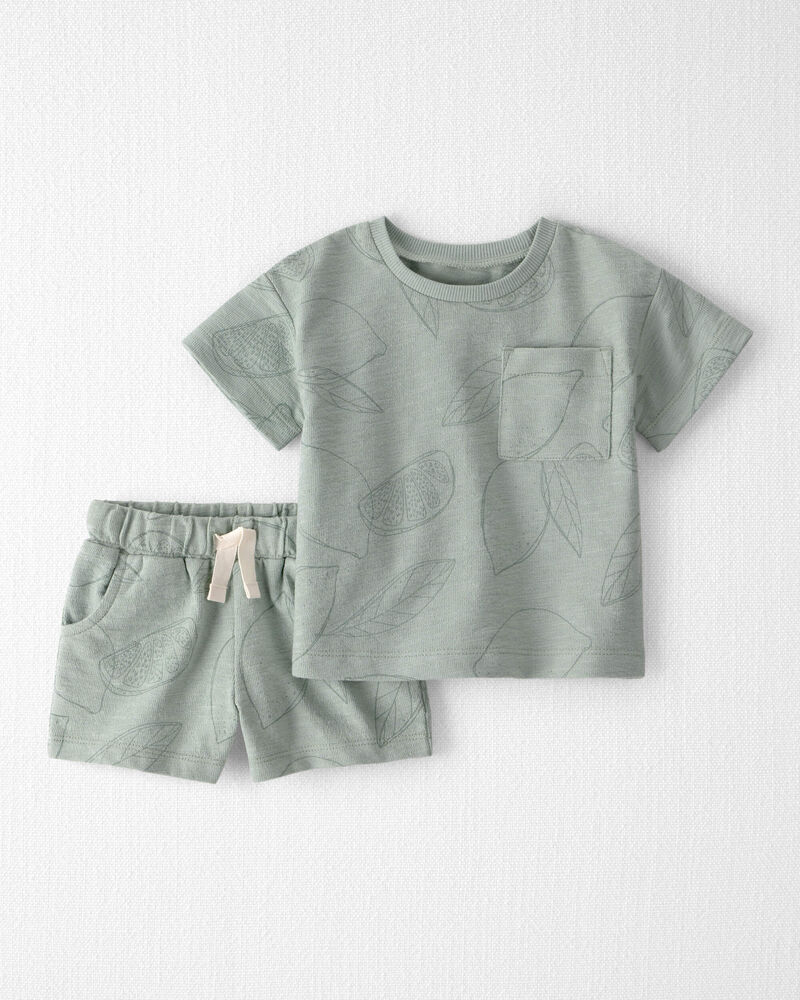 Baby 2-Piece Shorts Set Made with Organic Cotton in Sienna Breeze, image 1 of 4 slides