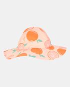 Toddler Girl Orange Fruit Print Reversible Swim Hat - Orange/Peach, image 1 of 3 slides