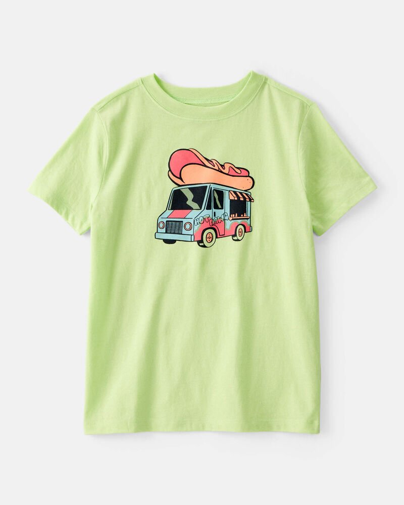 Boys Hotdog Truck Graphic Tee - Green, image 1 of 3 slides