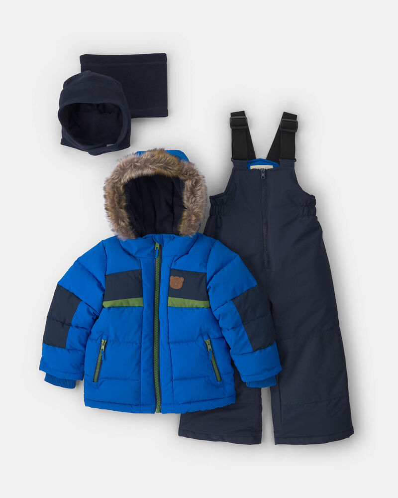Toddler Boy  2 Piece Puffer Snowsuit- Royal Blue, image 1 of 13 slides