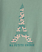 Toute-petit fille - T-shirt manches longues &agrave; imprim&eacute; tour Eiffel &laquo;Ma petite ch&eacute;rie&raquo; - Vert, image 2 sur 2 diapositives