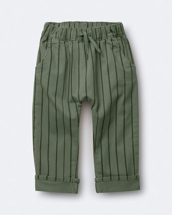 Toddler Boy Playground Pants in Stripes - Olive, 