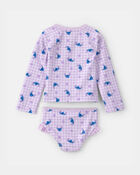 Toute-petit fille - Ensemble 2 pi&egrave;ces maillot dermoprotecteur &agrave; manches longues, guingan Disney&copy; Lilo & Stitch - Mauve, image 2 sur 3 diapositives