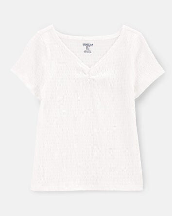Kid Short-Sleeve Crinkle Top - White, 