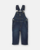 Baby Elastic Strap Denim Overalls - Dark Wash, image 1 of 4 slides