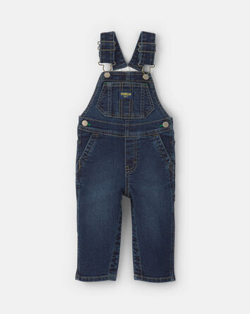 Baby Elastic Strap Denim Overalls - Dark Wash, 