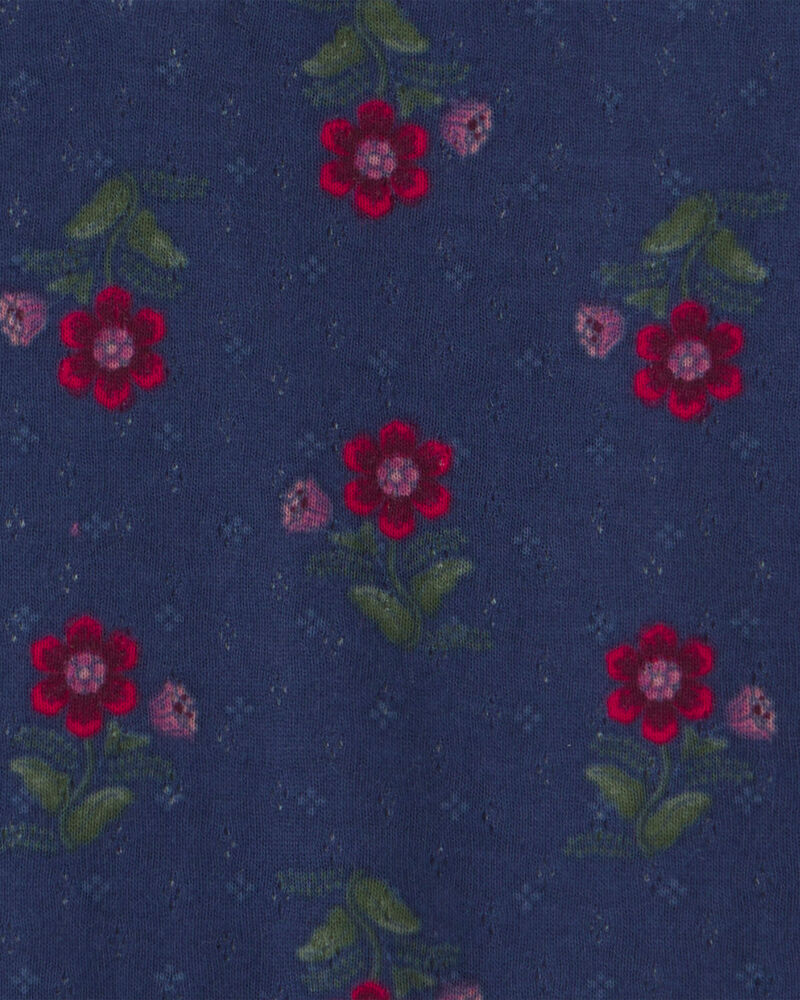 Baby Girl Floral Long-Sleeve Bodysuit - Navy Blue, image 2 of 3 slides