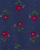 Baby Girl Floral Long-Sleeve Bodysuit - Navy Blue, image 2 of 3 slides