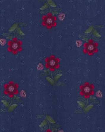 Baby Girl Floral Long-Sleeve Bodysuit - Navy Blue, 
