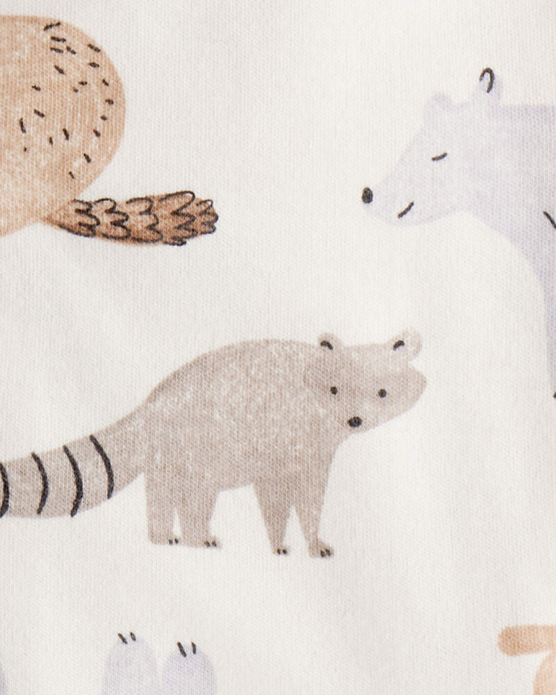 Baby Boy Fox Print 100% Cotton Long-Sleeve Sleeper - White, image 3 of 4 slides