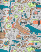 Boys Alligator 100% Cotton Snug Fit 2-Piece Pyjama Set - Grey, image 4 of 5 slides