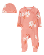 Baby 2-Piece Floral Sleeper Pyjamas and Cap Set, image 1 of 4 slides