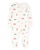 Baby London Print 2-Way Zip PurelySoft Sleeper Pyjamas - Ivory, image 1 of 6 slides