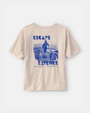 Gar&ccedil;ons - T-shirts &agrave; imprim&eacute; planche &agrave; roulettes et plage - Beige, 