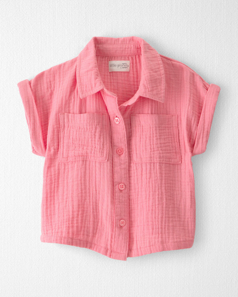 Toddler Girl Organic Cotton Gauze Button-Down Top , image 1 of 4 slides
