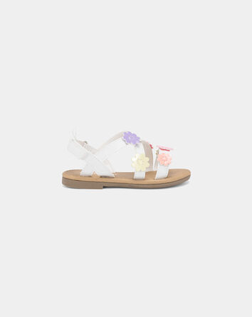 Tout-petit fille - Sandales &agrave; motif de fleurs - Blanc, 