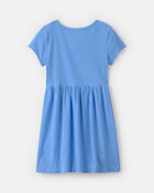 Filles - Robe manches courtes en tissu c&ocirc;tel&eacute; - Bleu, image 2 sur 3 diapositives