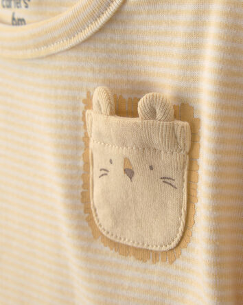 Baby 2-Pack Lion Short-Sleeve Rompers - Yellow/Ivory, 